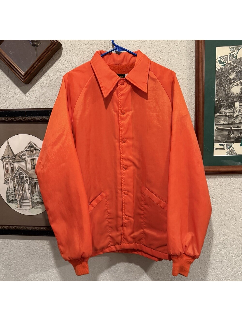 Vintage 70s RARE Blank Orange Swingster Lined Mens Work Jacket Size Medium